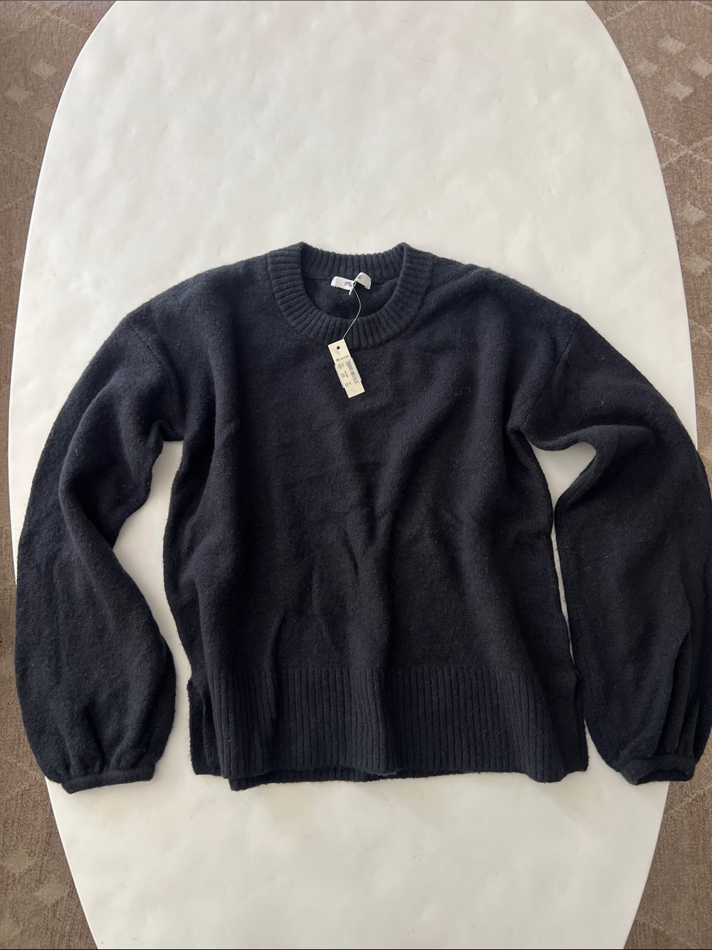 NWT Madewell Black Balloon Sleeve Stretchy Longsleeve Sweater XXS